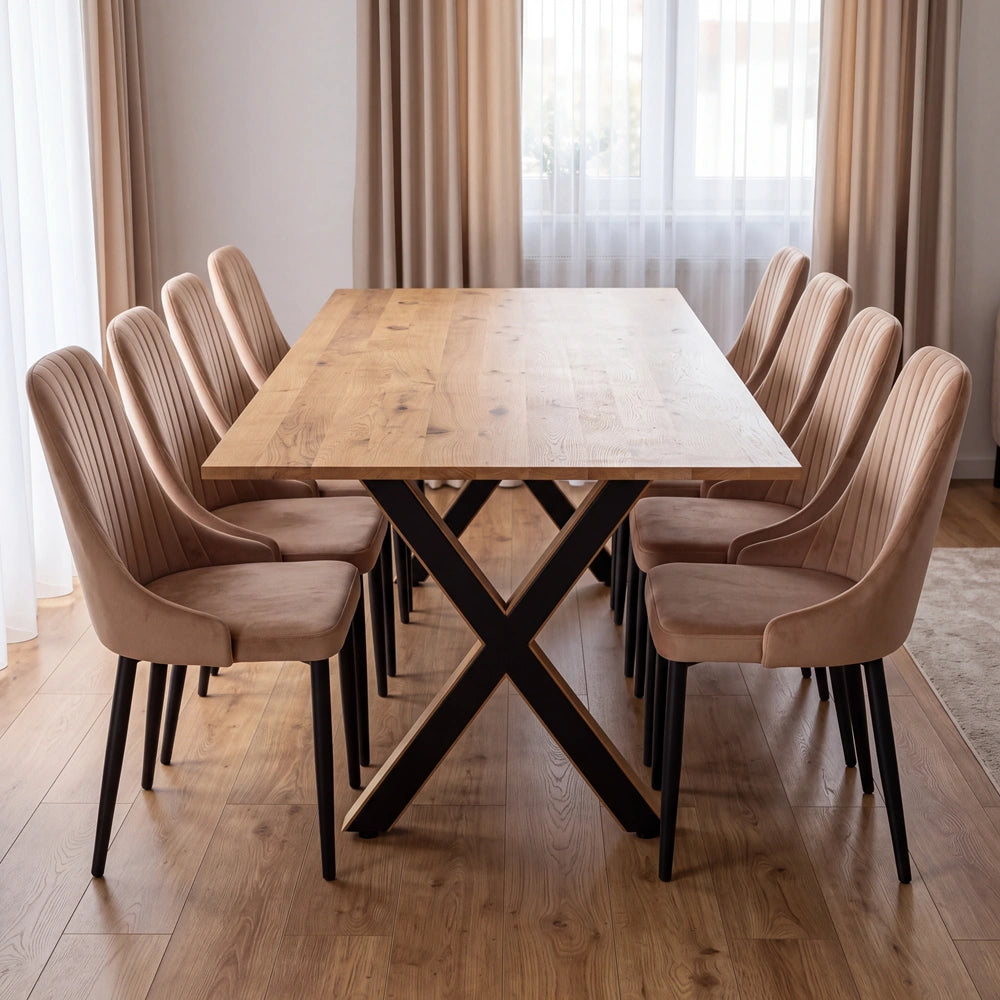 Eichenholztisch im klassischen Stil – für 8 Personen – 200x100x2,6 cm