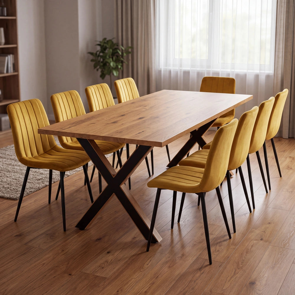Eichenholztisch im klassischen Stil – für 8 Personen – 200x100x2,6 cm