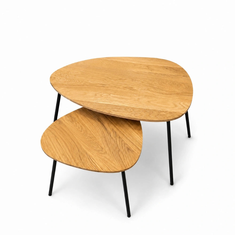 Ovaler Couchtisch aus massivem Eichenholz – 48x50x2,6 cm
