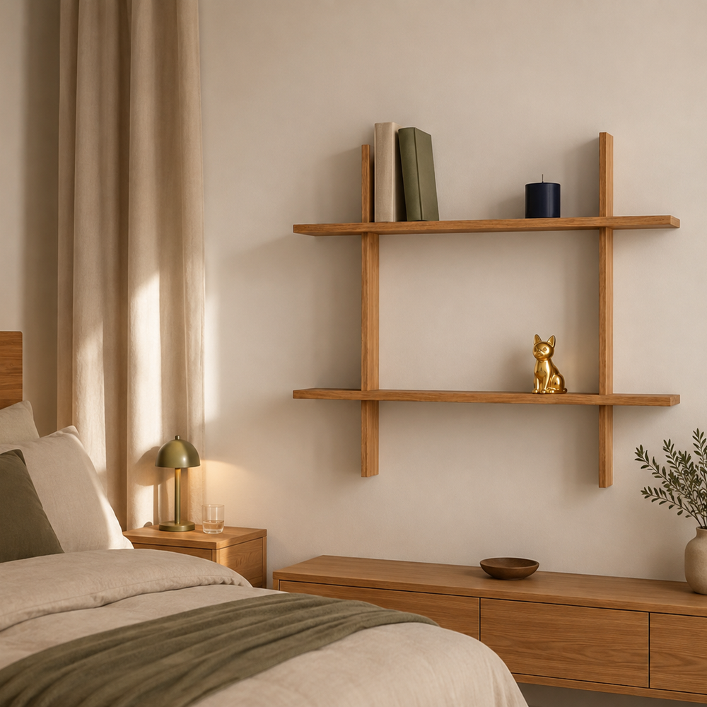 Matrix Regal aus massivem Eichenholz – 80x70x2 cm