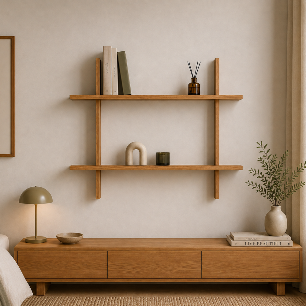 Matrix Regal aus massivem Eichenholz – 80x70x2 cm
