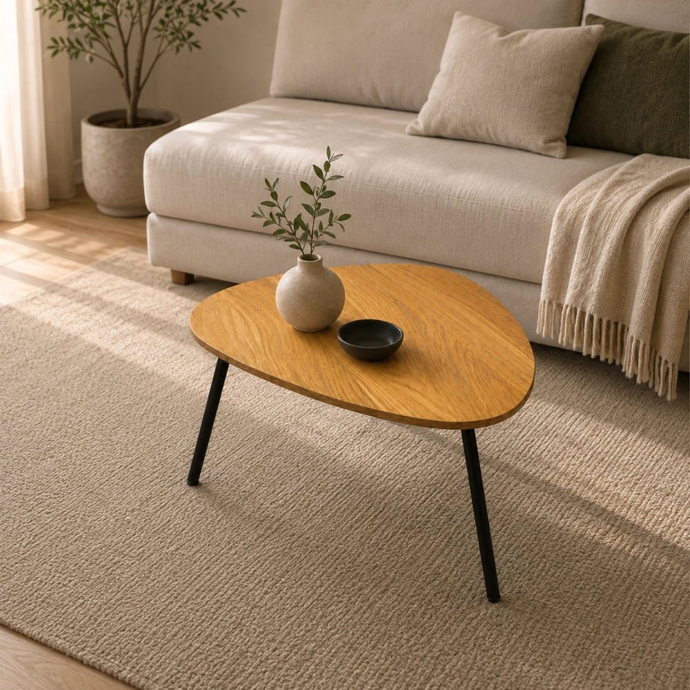 Ovaler Couchtisch aus massivem Eichenholz – 48x50x2,6 cm