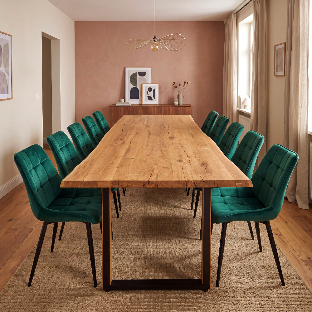 Eichenholztisch im rustikalen Stil – für 10 Personen – 220 x 100 x 4 cm