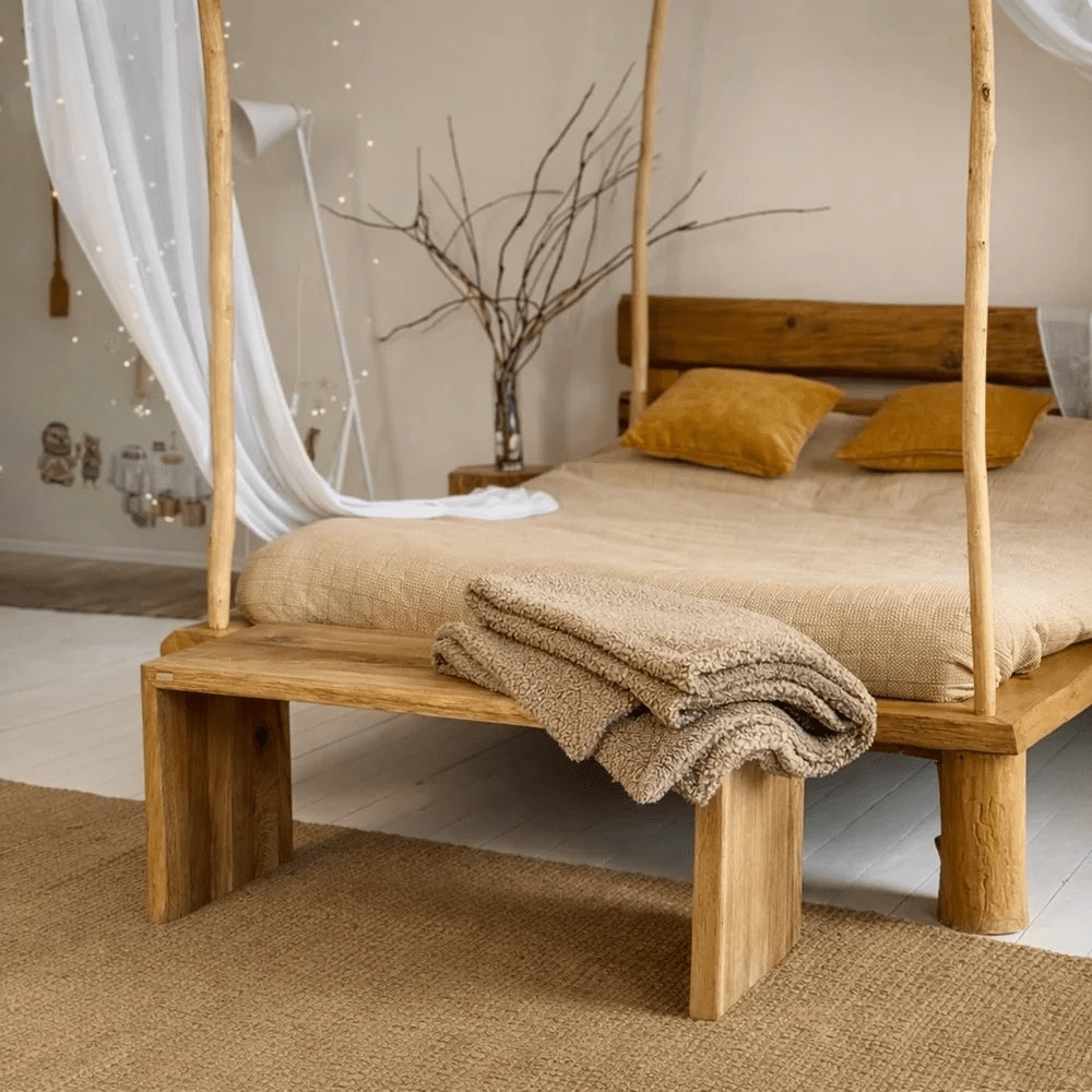 Bancuta din lemn masiv de stejar 140x45x40 cm – margini rustice, finisaj cu ulei natural - Reelken