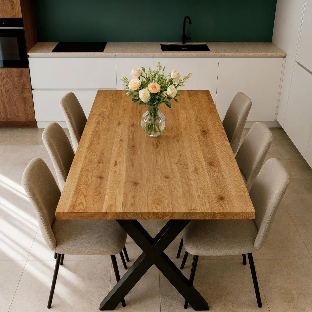 Blat de masa din stejar model clasic - 4 persoane -160x80x4cm - Reelken
