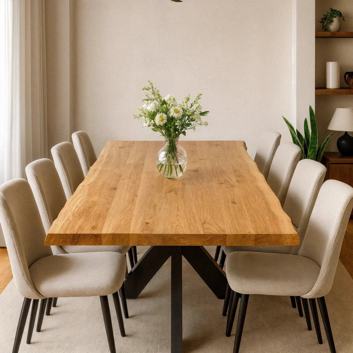 Blat de masa din stejar model rustic - 10 persoane -220x100x4cm - Reelken