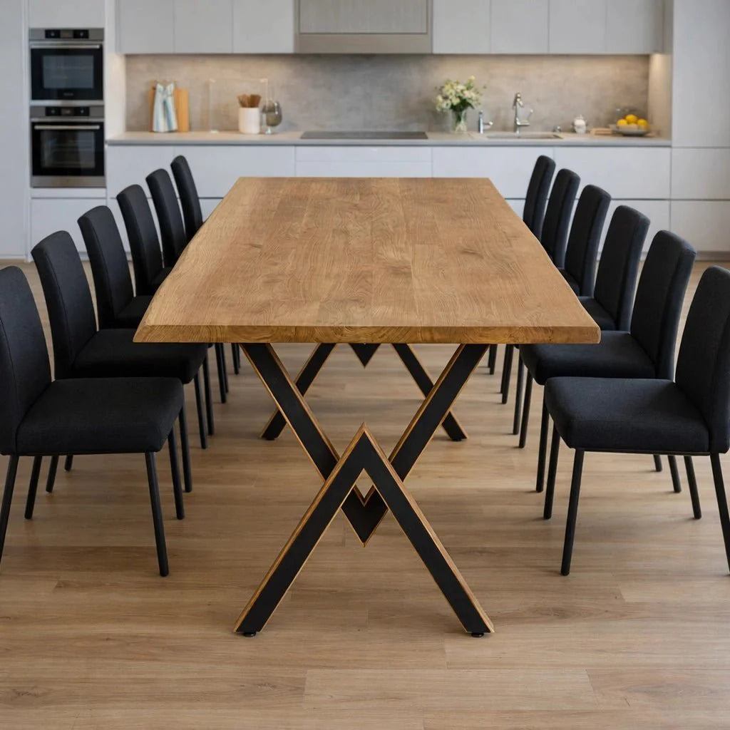Masa din stejar model rustic - 12 persoane -260x100x4cm - Reelken
