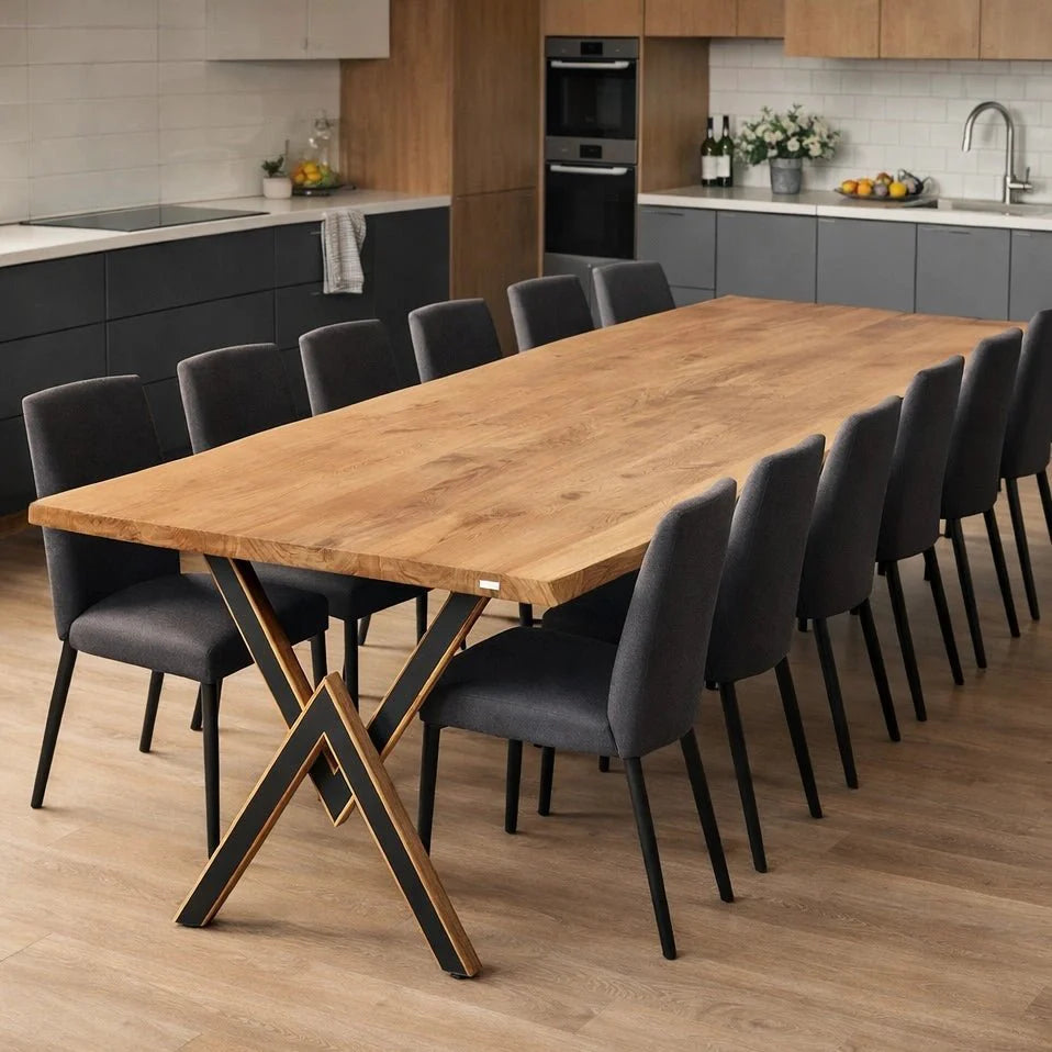 Masa din stejar model rustic - 12 persoane -260x100x4cm - Reelken
