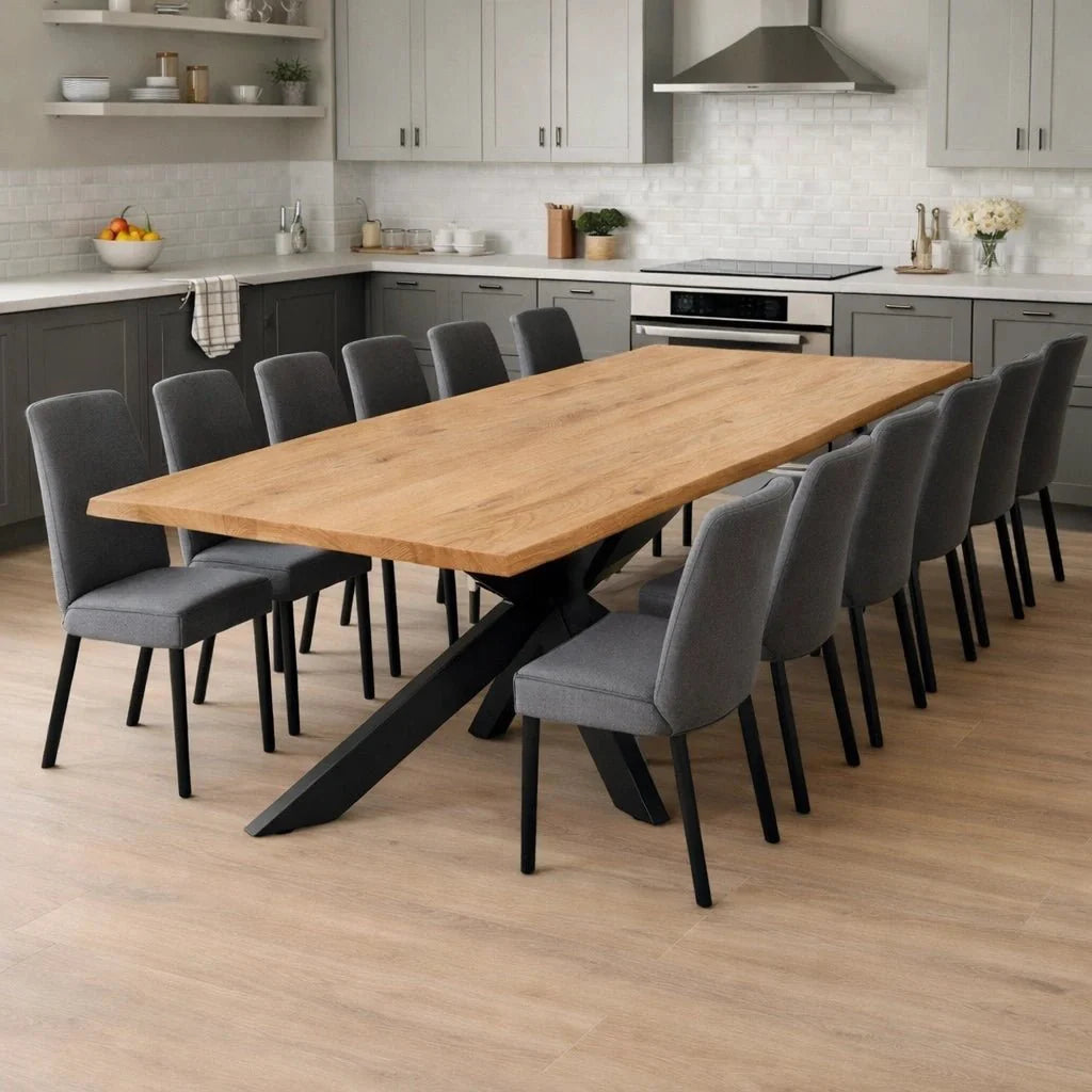 Masa din stejar model rustic - 12 persoane -260x100x4cm - Reelken