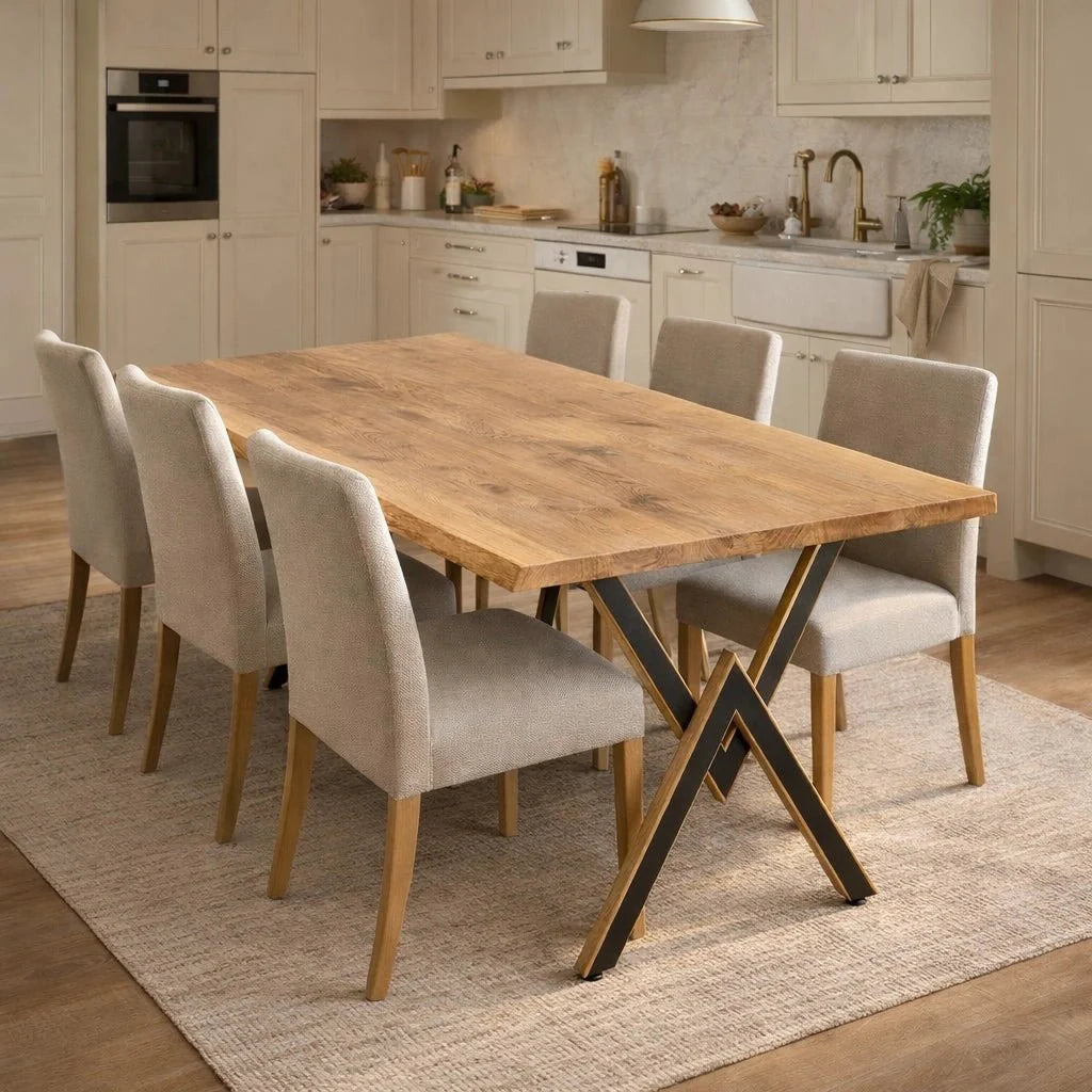 Masa din stejar model rustic - 6 persoane -160x80x4 - Reelken