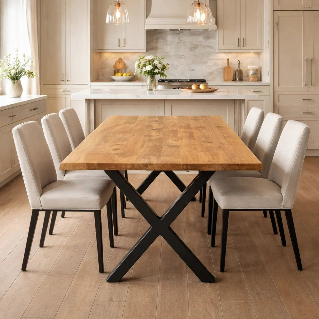 Masa din stejar model rustic - 6 persoane -160x80x4 - Reelken