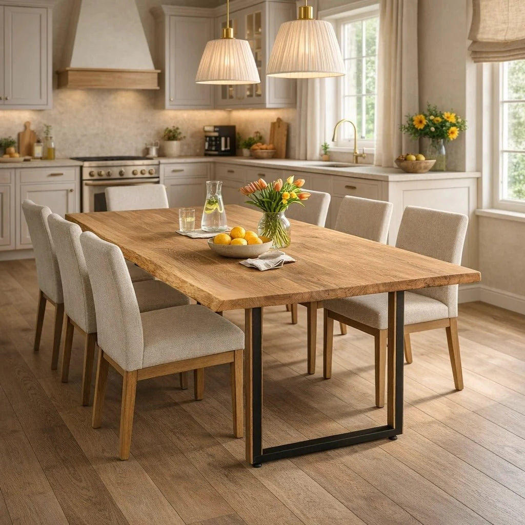 Masa din stejar model rustic - 6 persoane -160x80x4 - Reelken