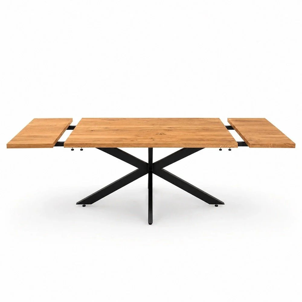 Masa extensibila din lemn masiv de stejar 160 x 80 x 4 cm, extensibila pana la 240 x 80 x 4 cm - Reelken