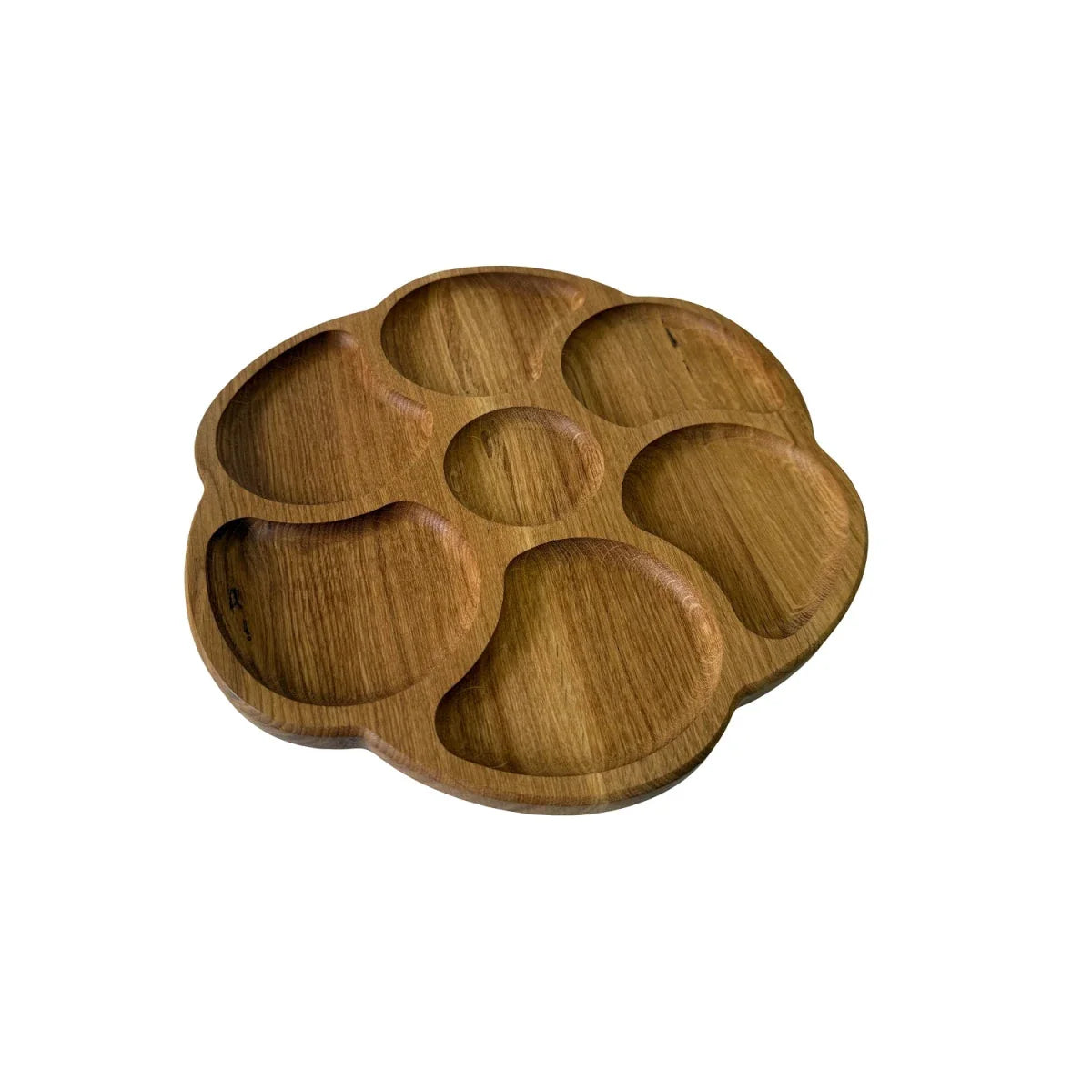 Platou cu 7 compartimente pentru servire branzeturi si gustari – din lemn de stejar 35 cm - Reelken