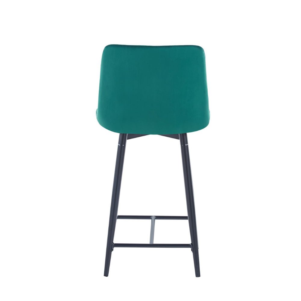 Scaun de bar (hoker), tapiterie catifea verde, cadru metalic negru, 90 cm - Reelken