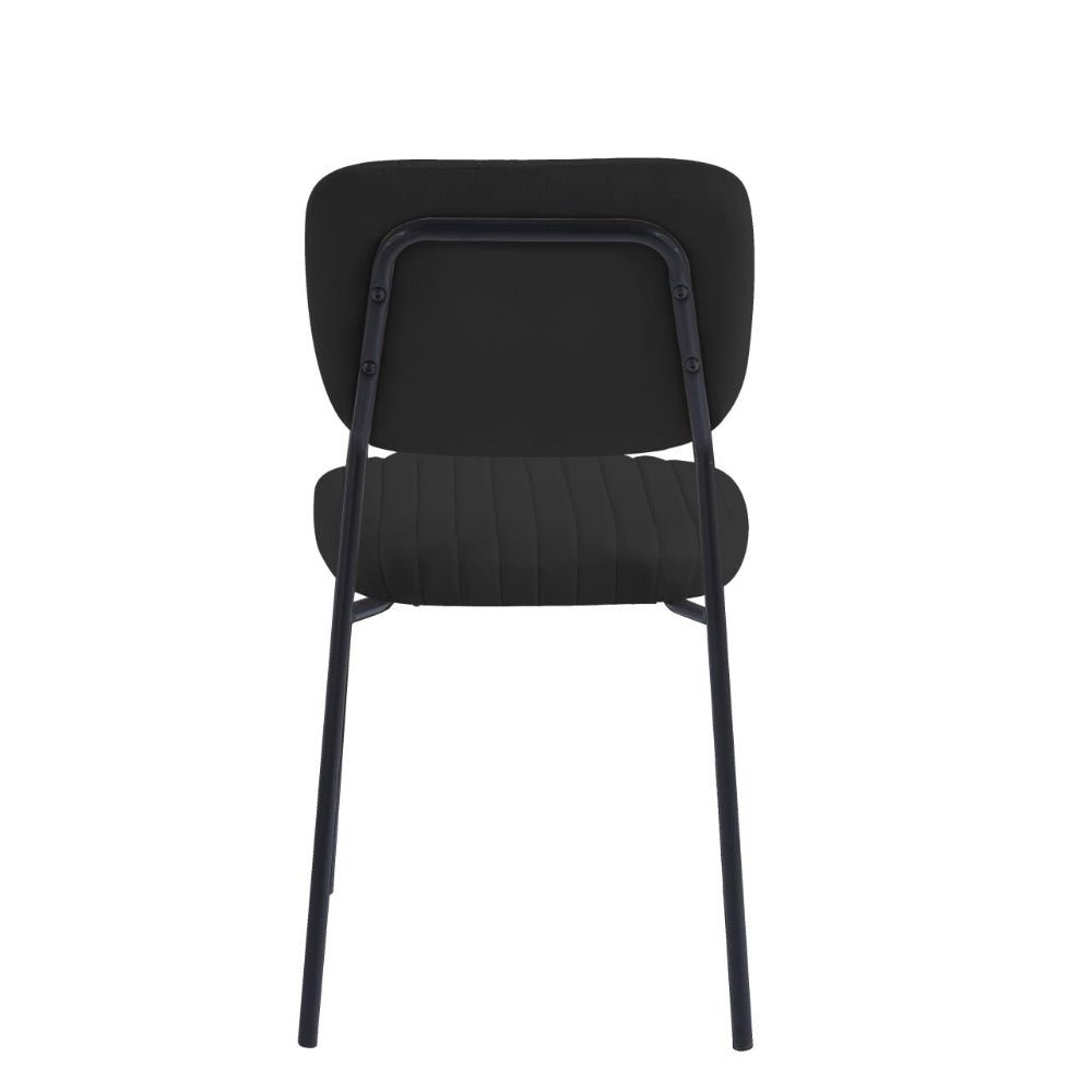 Scaun de dining, tapiterie catifea neagra matlasata, picioare metalice negre, stil modern minimalist loft, 85 cm - Reelken
