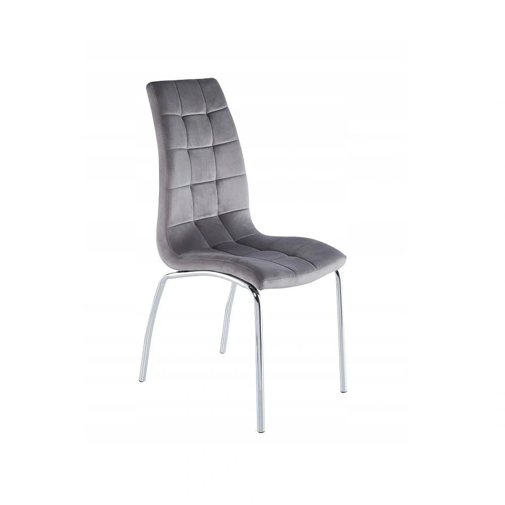 Scaun de dining, velur gri Riviera 91, picioare cromate, 42x41x102 cm, înălțime șezut 48 cm - Reelken