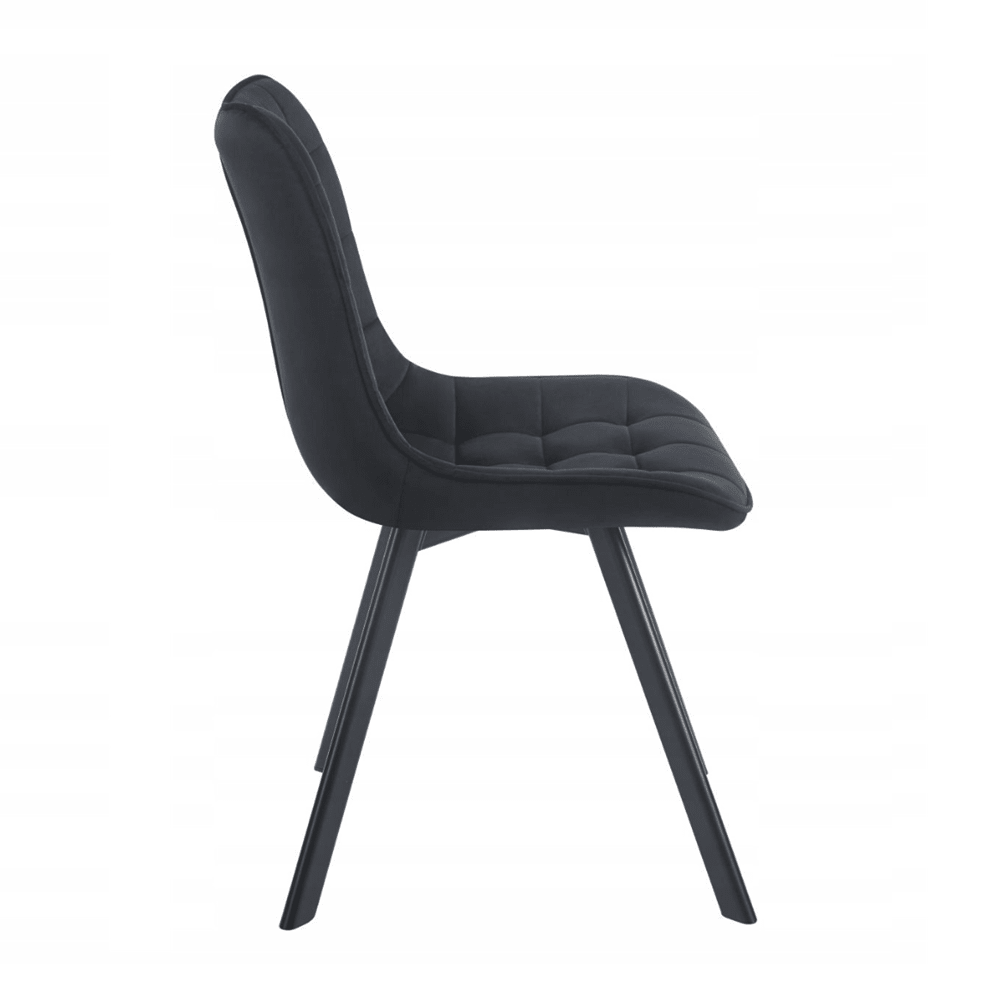 Scaun rotativ, catifea velvet negru (Riviera 100), rotatie 180° cu revenire automata, picioare metalice negre, 86 cm - Reelken
