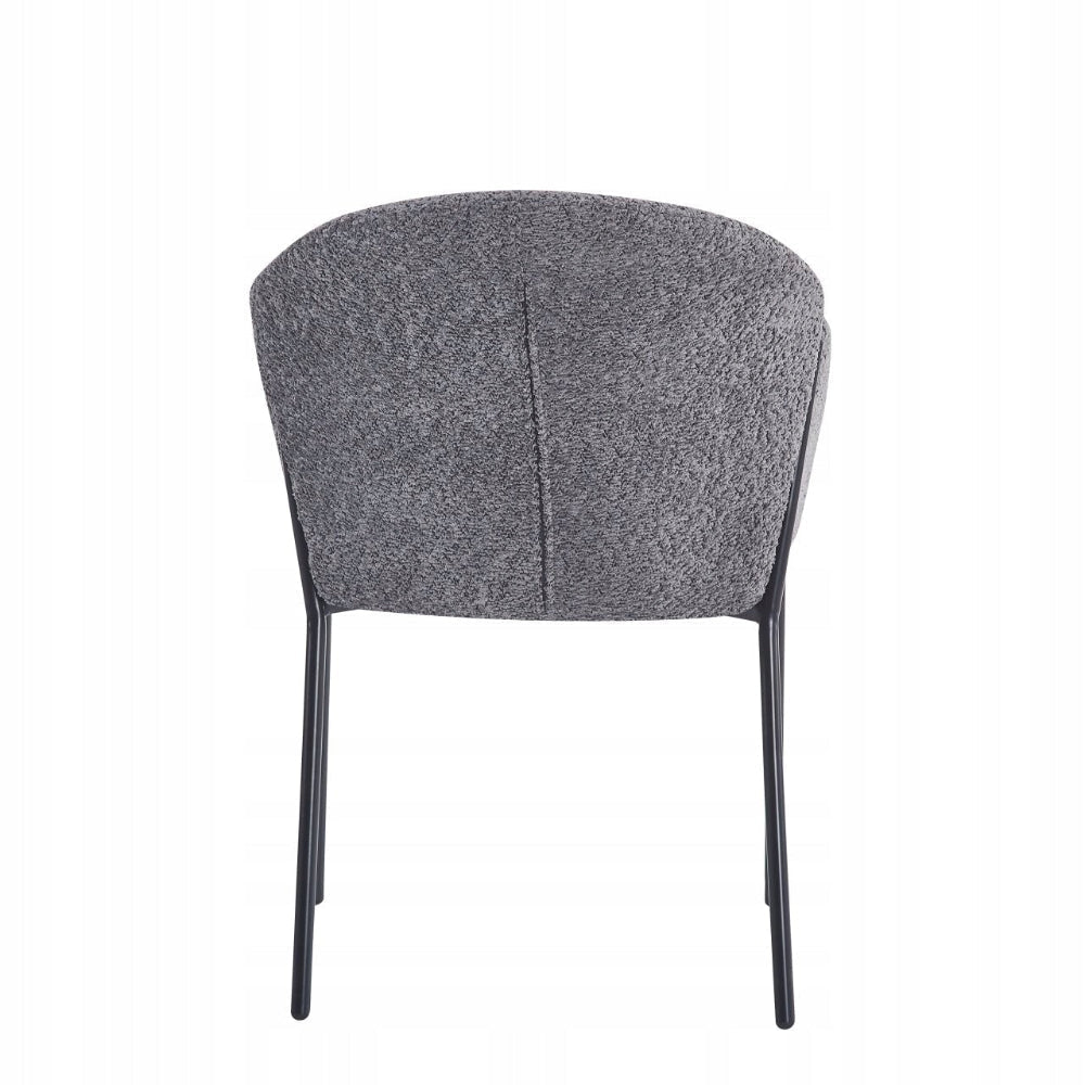 Scaun scandinav tapitat, tesatura „baranel” gri, picioare metalice negre, 61x55x89,5 cm - Reelken