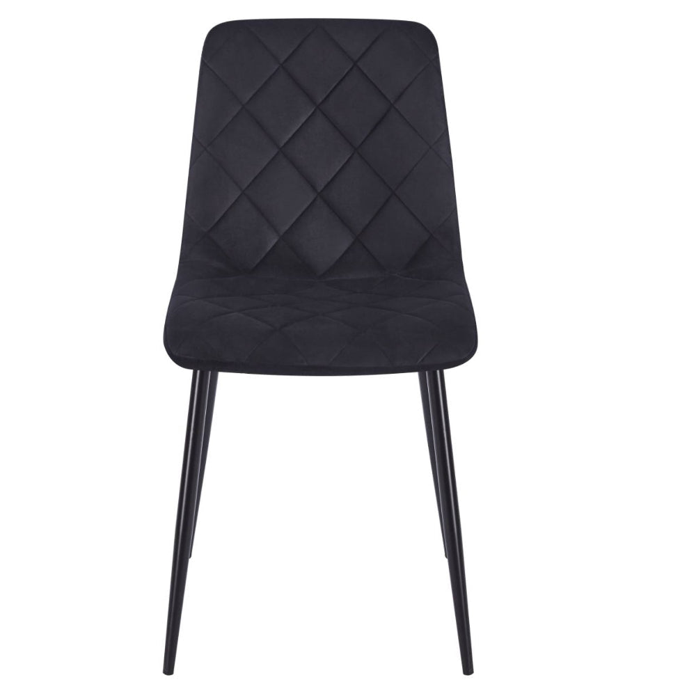 Scaun tapitat, catifea velvet negru, picioare metalice negre, stil loft, pentru living și bucatarie, 87 cm - Reelken