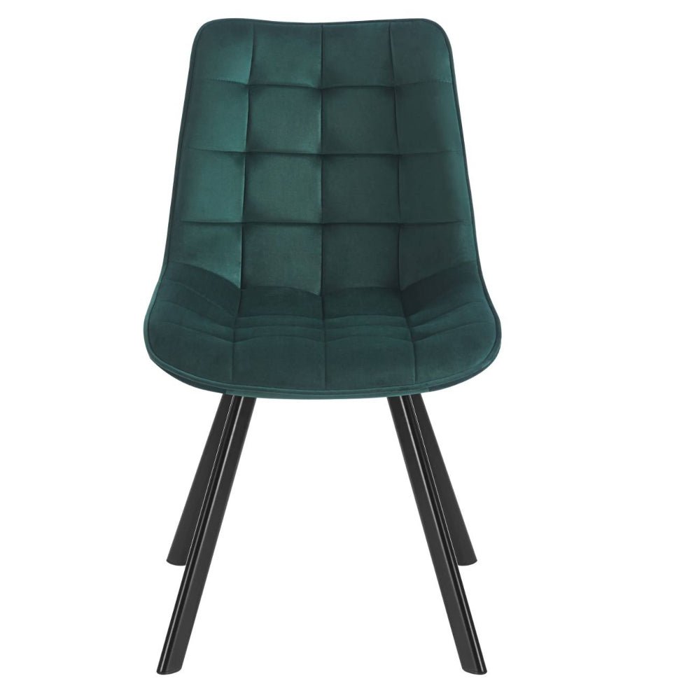 Scaun tapitat din catifea, culoare verde, picioare metalice negre, stil loft, pentru living si dining, 84 cm - Reelken