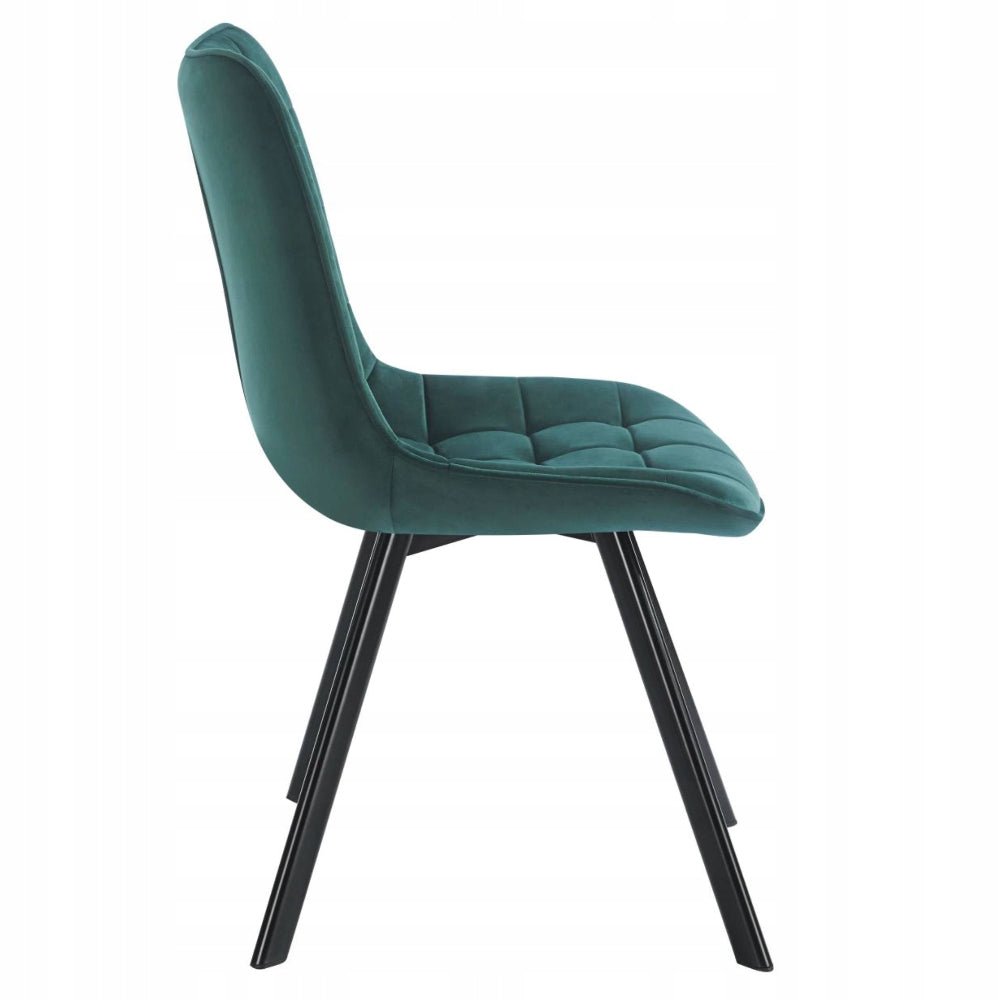 Scaun tapitat din catifea, culoare verde, picioare metalice negre, stil loft, pentru living si dining, 84 cm - Reelken