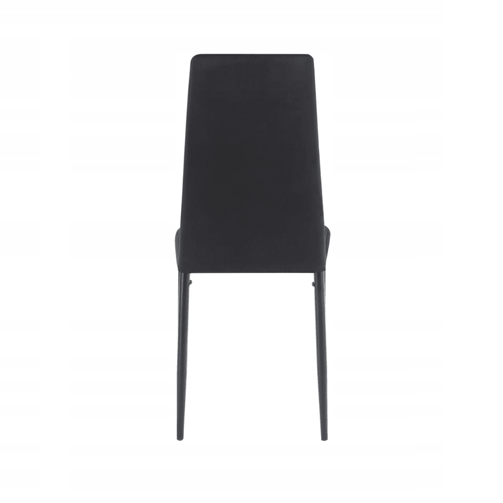 Scaun tapitat din catifea neagra, design modern, spatar matlasat, picioare metalice negre, pentru living, dining sau birou - Reelken