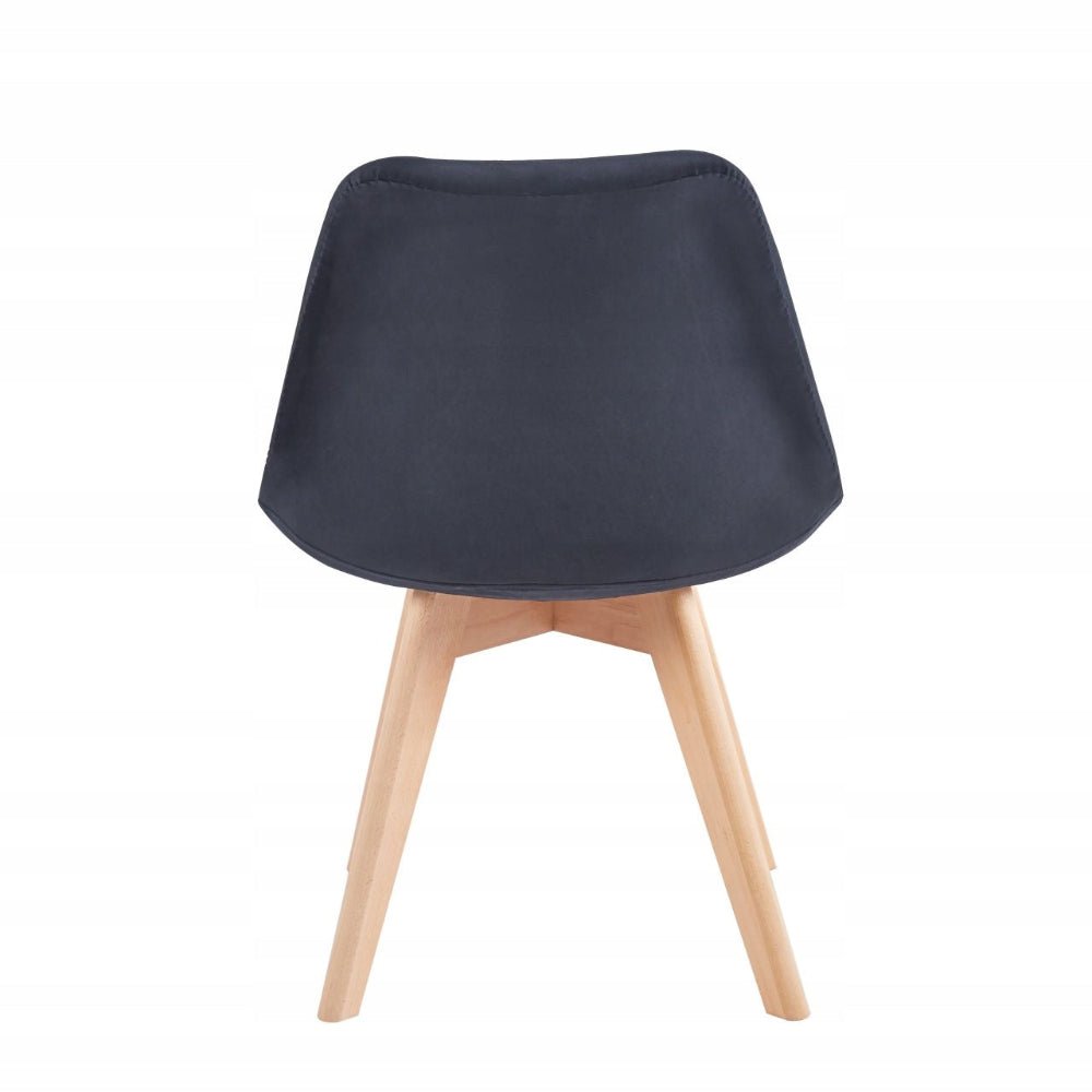 Scaun tapitat din catifea neagra, picioare din lemn de fag natural, pentru dining si living, 83 cm - Reelken