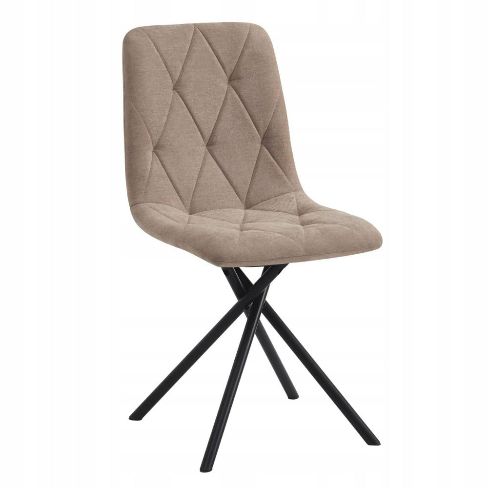Scaun tapitat rotativ 360°, tesatura cappucino, picioare metalice tip cruce, pentru living si dining, 88 cm - Reelken