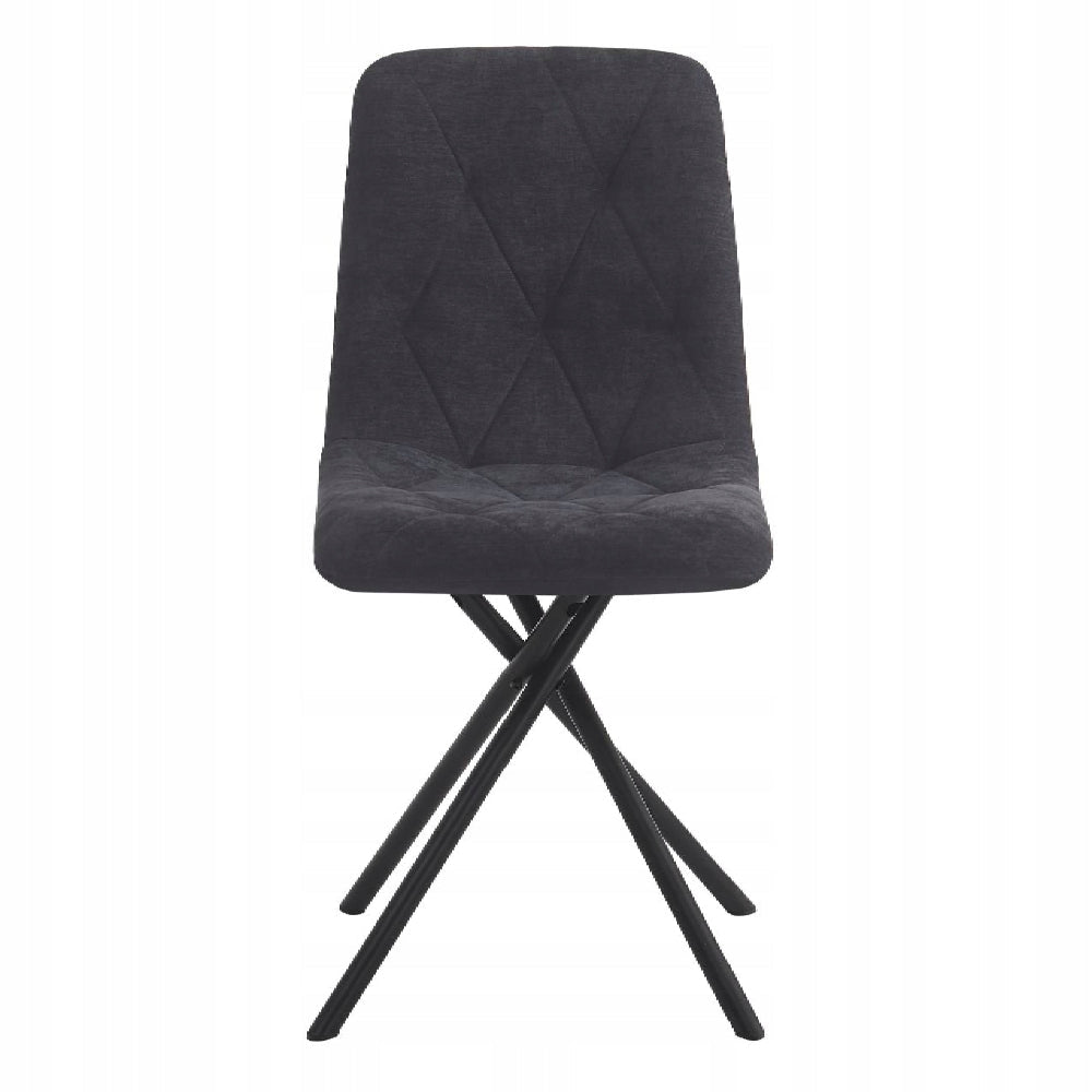 Scaun tapitat rotativ 360°, tesatura neagra/grafit inchis, picioare metalice tip cruce, pentru living si dining 88 cm - Reelken
